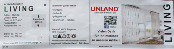 Unland Living Kenzo Uni Gardine Pflege